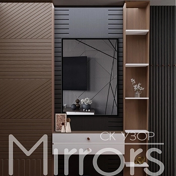 Зеркало в раме металлической с подсветкой Gossamer art black