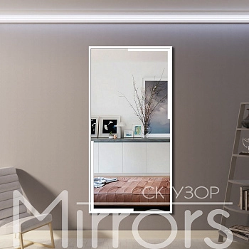 Зеркало с подсветкой в раме металлической Slyle frame white