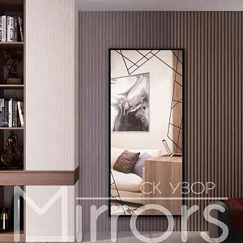 Зеркало в раме металлической с подсветкой ning art black