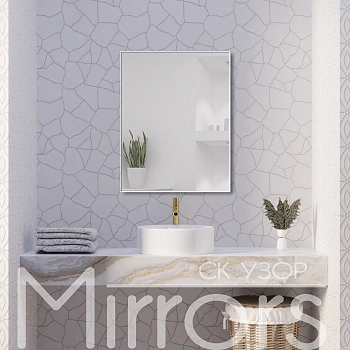 Зеркало в раме металлической с подсветкой Light frame paste white