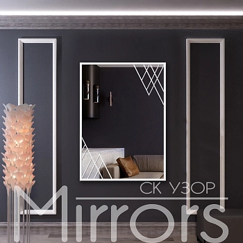 Зеркало в раме металлической с подсветкой Aurora art white