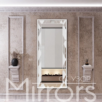 Зеркало в раме металлической с подсветкой Nemesis art white