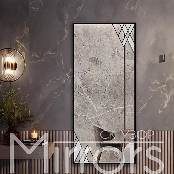 Зеркало в раме металлической с подсветкой Lagoon art black