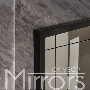 Зеркало в раме металлической с подсветкой Line art black