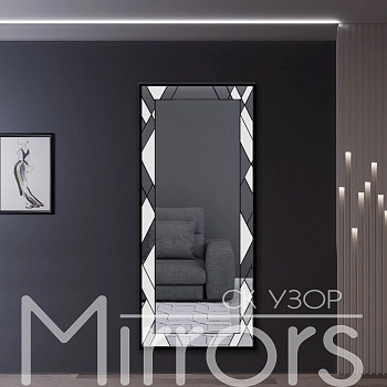 Зеркало в раме металлической с подсветкой Nemesis art black