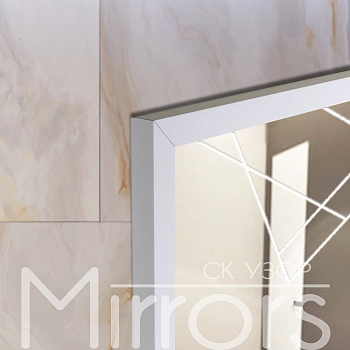 Зеркало в раме металлической с подсветкой ning art white