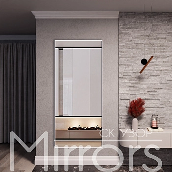 Зеркало в раме металлической с подсветкой Light frame eight white h