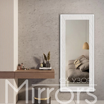 Зеркало в раме металлической с подсветкой Destiny art white