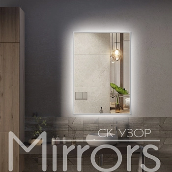 Зеркало в раме металлической с подсветкой Light frame eight grey