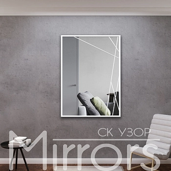 Зеркало в раме металлической с подсветкой Gossamer art white