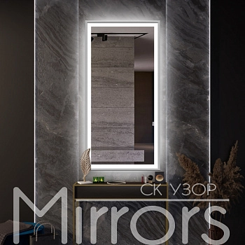 Зеркало в раме металлической с подсветкой Side frame grey