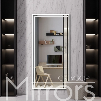 Зеркало в раме металлической с подсветкой Angle frame white