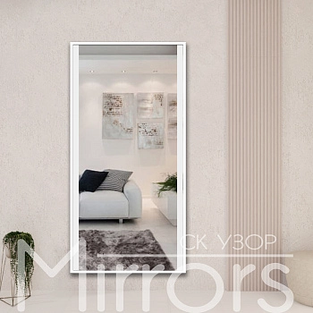 Зеркало в раме металлической с подсветкой Effect frame white