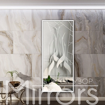 Зеркало в раме металлической с подсветкой ning art white