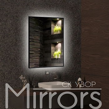 Зеркало в раме металлической с подсветкой Light frame eight black