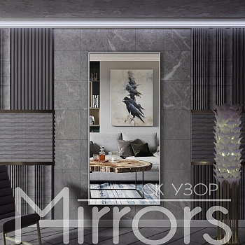 Зеркало в раме металлической с подсветкой Light frame eight grey h