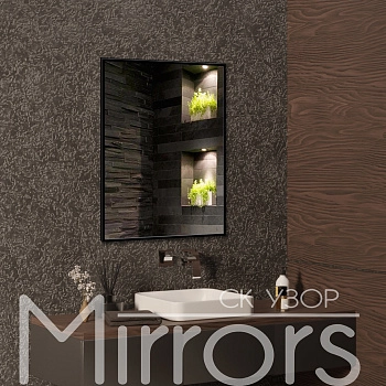 Зеркало в раме металлической с подсветкой Light frame eight black