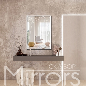 Зеркало в раме металлической с подсветкой Arrow art white