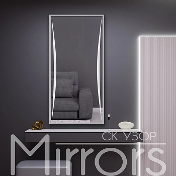 Зеркало в раме металлической с подсветкой Faith frame grey
