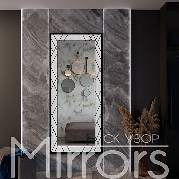 Зеркало в раме металлической с подсветкой Destiny art black